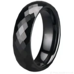 6mm Black Zirconia Ceramic Faceted Wedding Ring