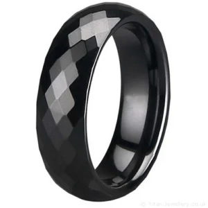 6mm Black Zirconia Ceramic Faceted Wedding Ring