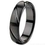 5mm Black Brushed Zirconia Ceramic Patterned Ring