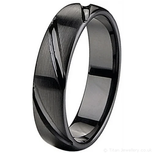 5mm Black Brushed Zirconia Ceramic Patterned Ring 5mm Black Brushed Zirconia Ceramic Patterned Ring