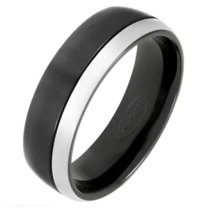 7mm Black Zirconium Ring with Natural Offset Band