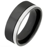 8mm Brushed Black Zirconium Ring with Natural Offset Band