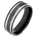 7mm Brushed Zirconium Ring with 2 Natural Polished Lines