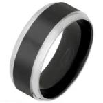 8.7mm Black Zirconium Ring with Natural Polished Edges