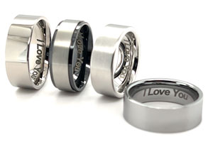Sample of 4 laser engraved rings