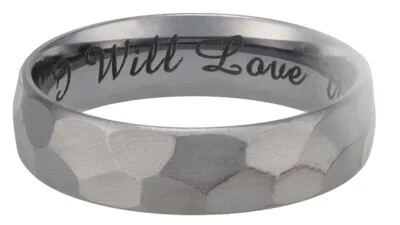 Engraved tantalum ring with text