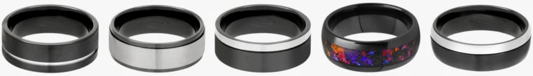5 Black Zirconium Rings - Zirconium metal black wedding rings