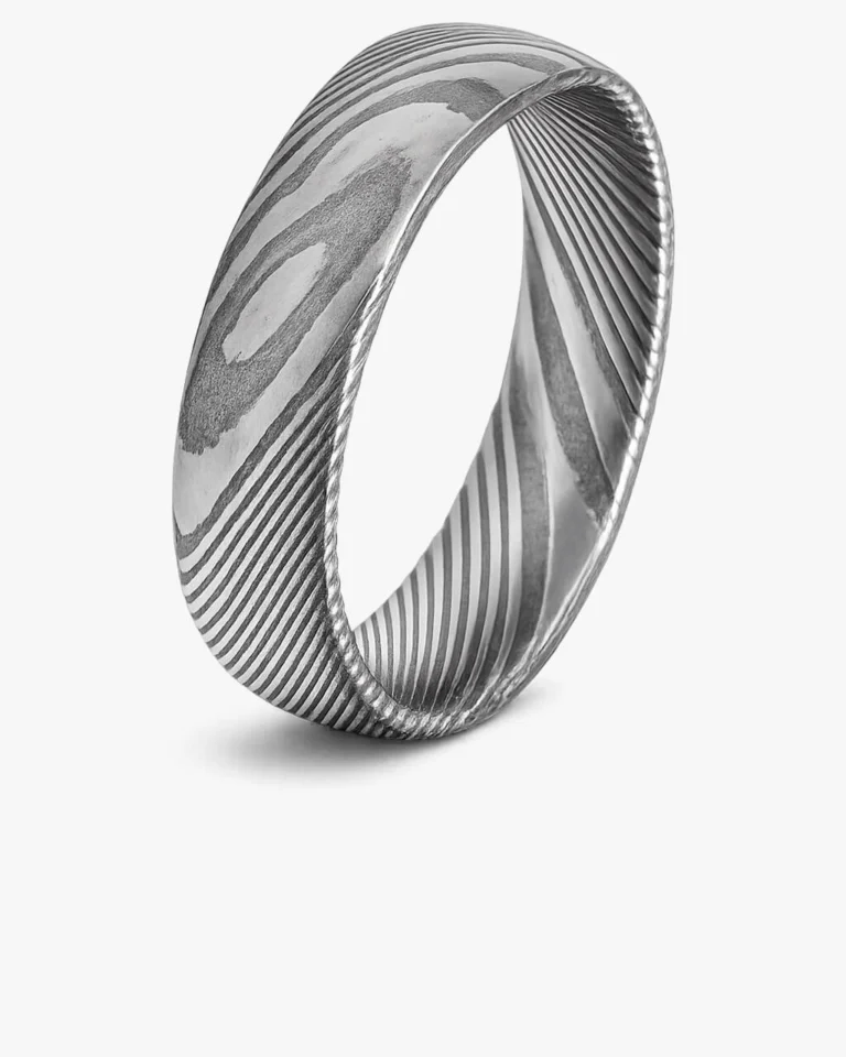 Woodgrain Damascus Steel Ring