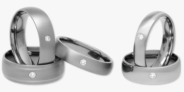 5 tantalum wedding rings set with diamonds