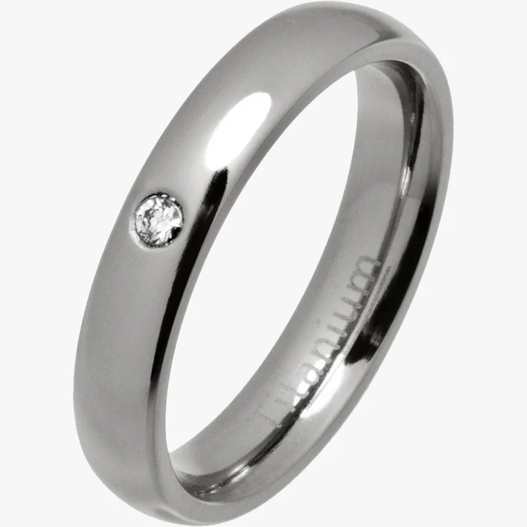 Diamond set titanium wedding ring