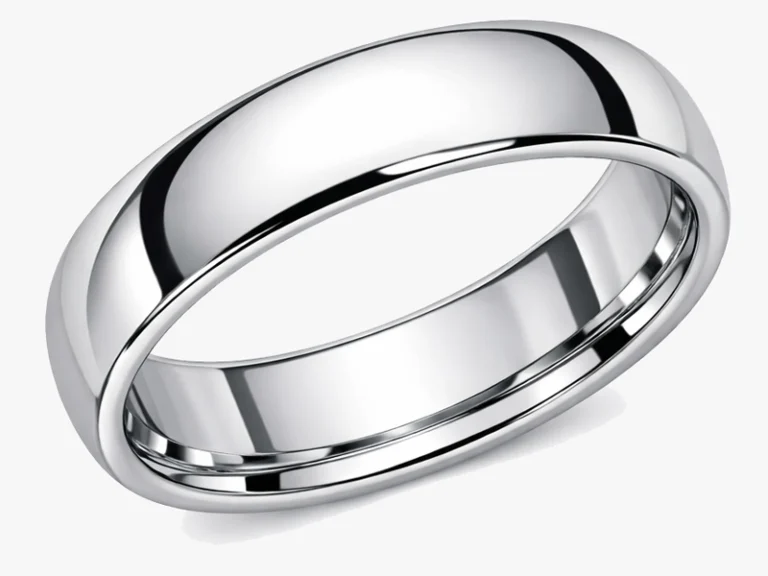 D-shape profile wedding ring showing domed exterior with flat interior