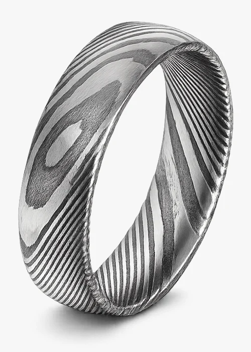 Woodgrain Damascus Steel Ring