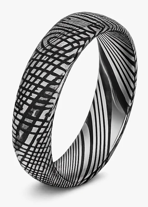 Damascus Steel Ovals and Circles Ring