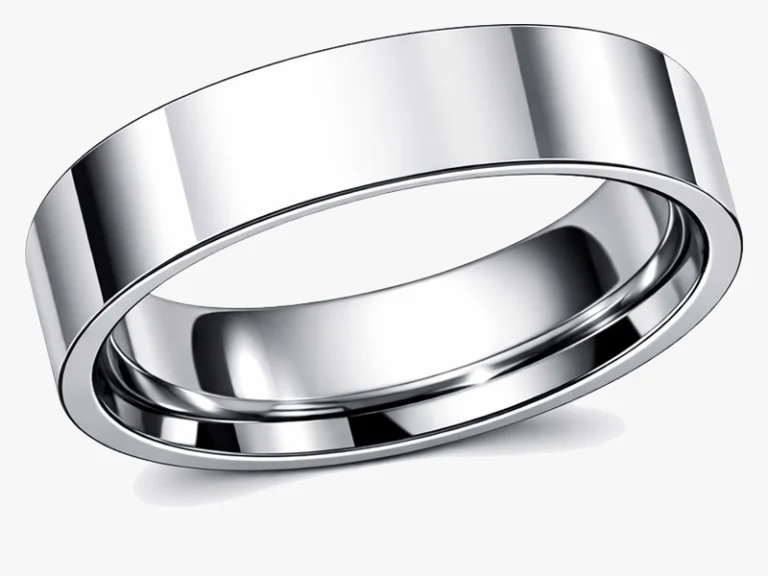 Flat court profile wedding ring showing flat exterior with domed comfort fit interior