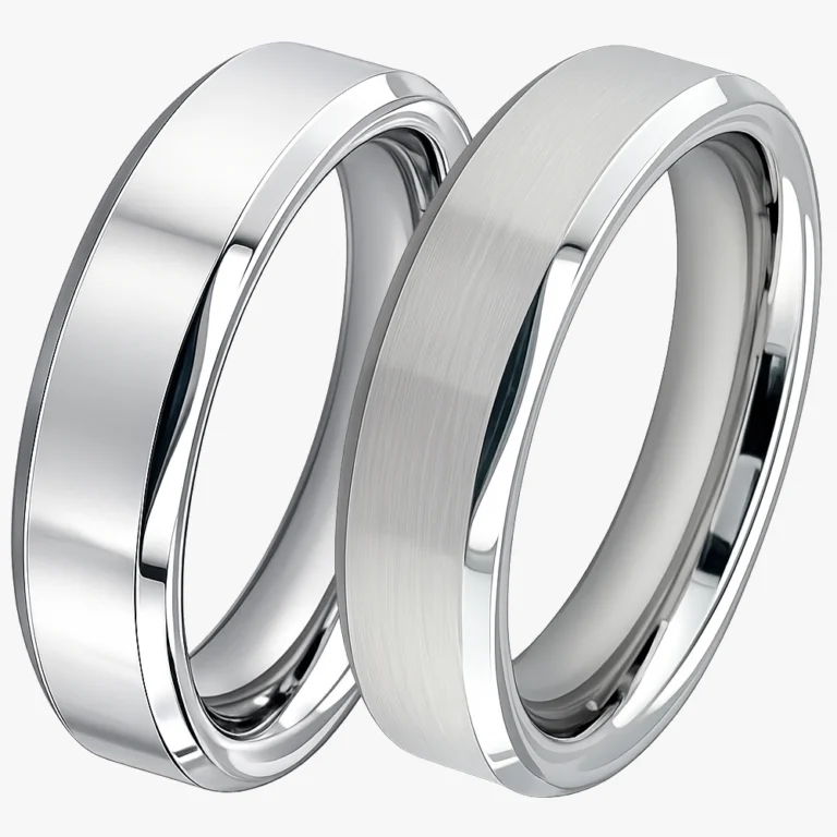 Polished and brushed cobalt chrome wedding rings