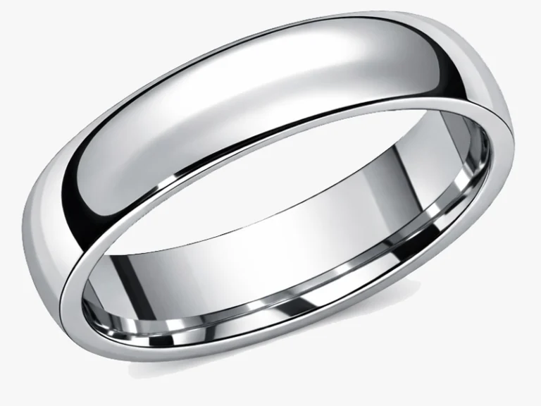 Shallow court profile wedding ring showing domed exterior with flattened interior
