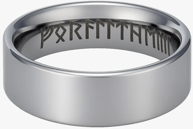 Tungsten ring with Runes engraving