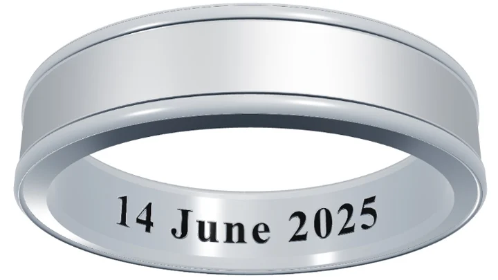 What to engrave on a wedding ring, date example 14 June 2025 in Times New Roman bold