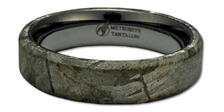 Finished Muonionalusta meteorite ring after re-etching and waxing.