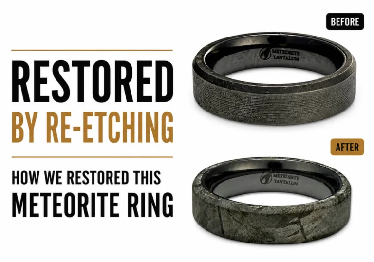 Restored meteorite ring showing the Widmanstätten pattern after re-etching.