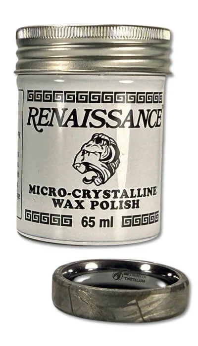 Renaissance Wax used to protect a freshly re-etched meteorite ring.
